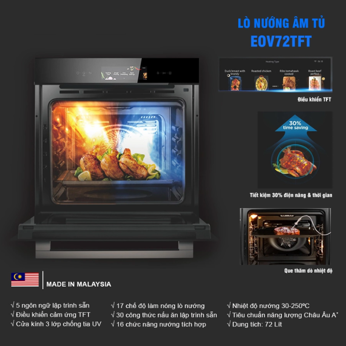Lò nướng âm tủ EUROSUN EOV72TFT
