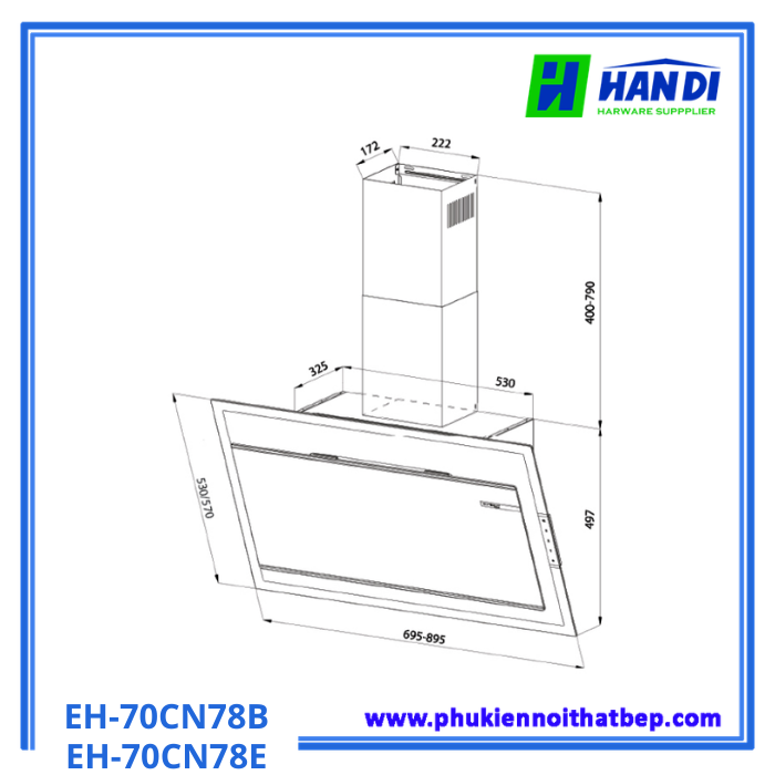 Máy hút mùi gắn tường Eurosun EH-70CN78E/EH-70CN78B