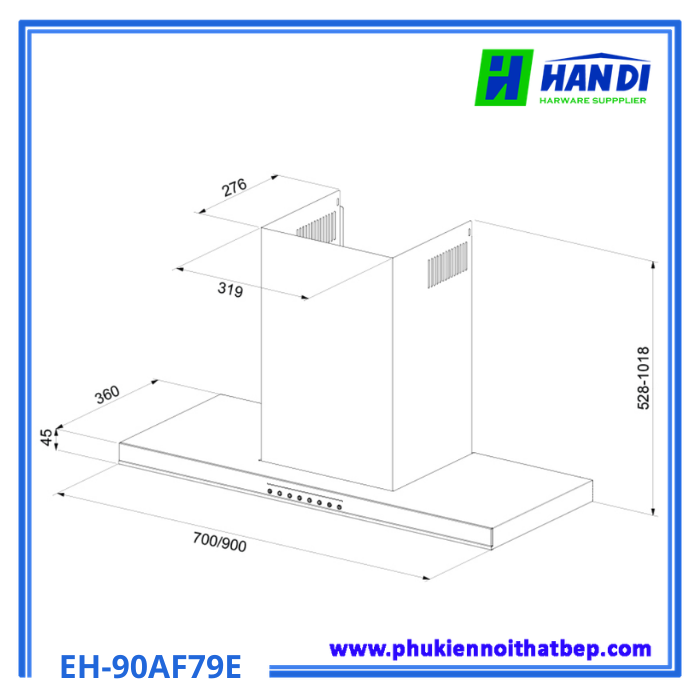 máy hút mùi gắn tường Eurosun EH-90AF79E