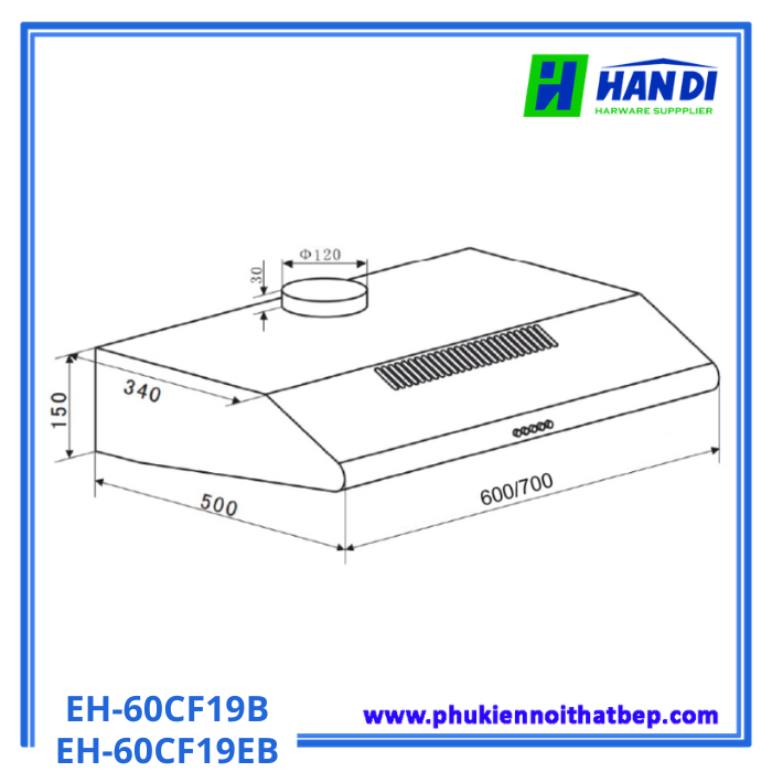 Máy hút mùi cổ điển Eurosun EH-60CF19B/EH-60CF19EB