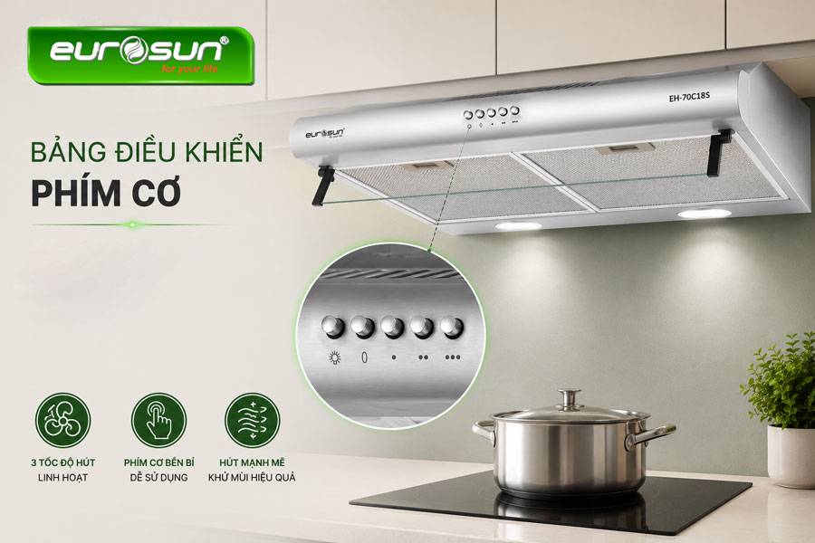 Máy hút mùi cổ điển Eurosun EH-70C18S