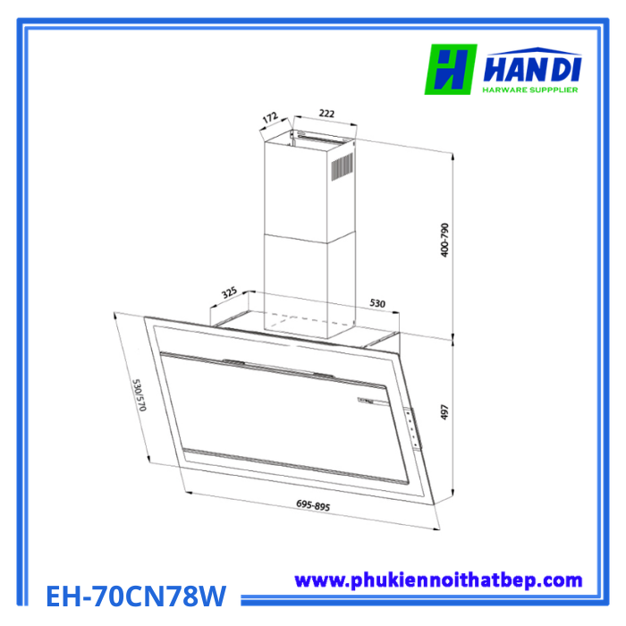 Máy hút mùi gắn tường Eurosun EH-70CN78W