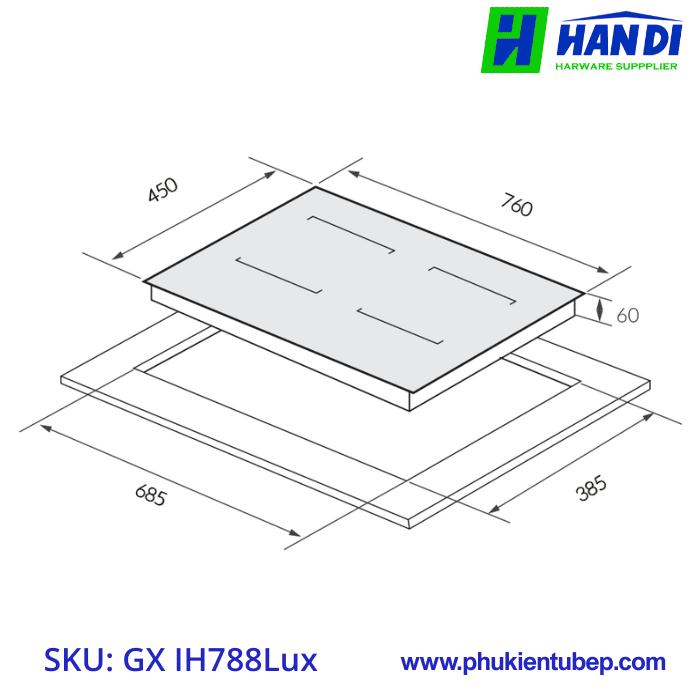 Bếp từ 2 vùng nấu GRANDX GX IH788Lux