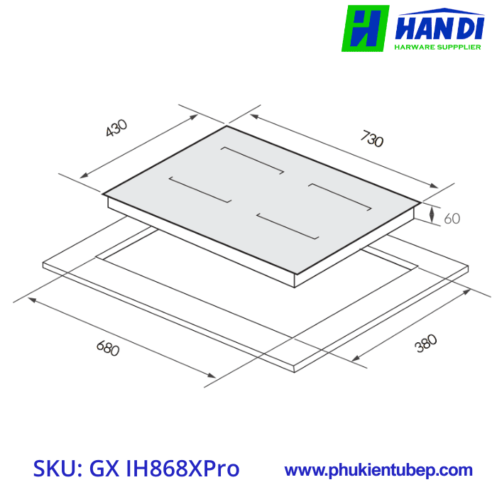 Bếp từ 2 vùng nấu GRANDX GX IH868XPro