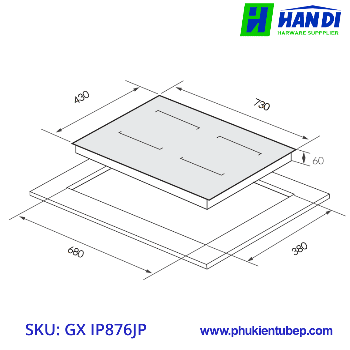 Bếp Từ 2 Vùng Nấu GRANDX GX IP876JP