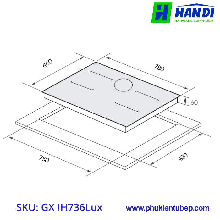 Bếp từ 3 vùng nấu GRANDX GX IH736Lux