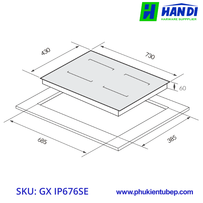 Bếp từ 2 vùng nấu GRANDX GX IP676SE