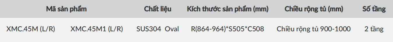 Kệ góc liên hoàn nan Oval GRANDX XMC.45M L/R