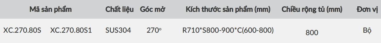 Kệ góc mâm xoay góc mở 3/4 GRANDX XC.270.80S