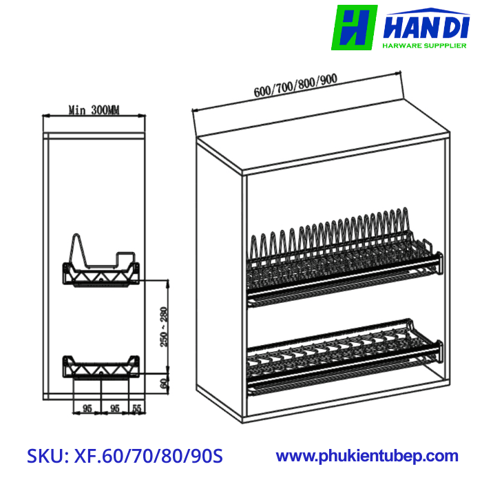 Giá bát đĩa cố định GRANDX XF.60/ 70/ 80/ 90S