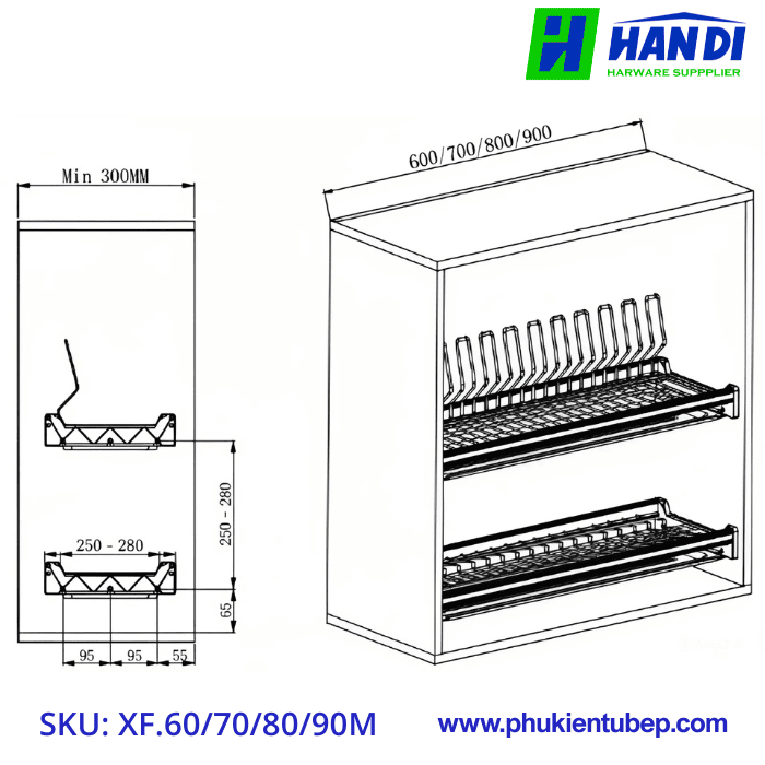 Giá bát đĩa cố định nan Oval GRANDX XF.60/ 70/ 80/ 90M