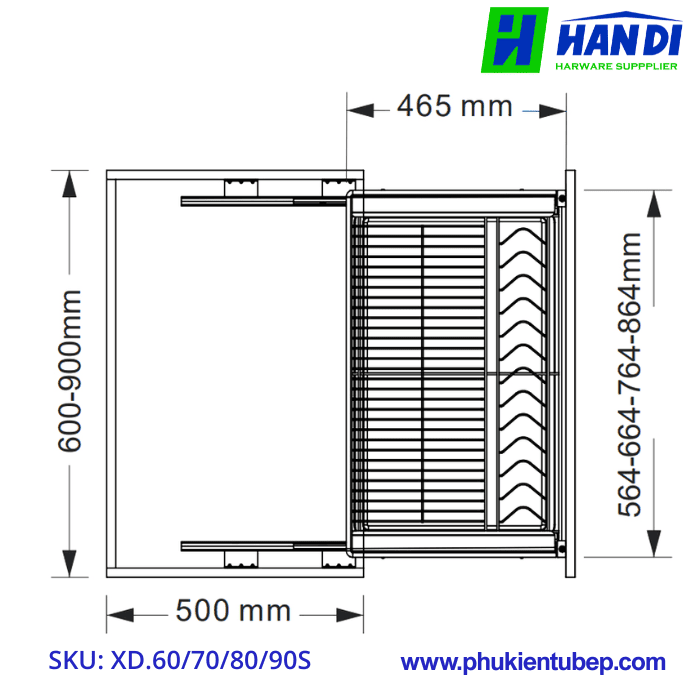 Giá bát đĩa nan dẹt GRANDX XD.60S, XD.70S, XD.80S, XD.90S