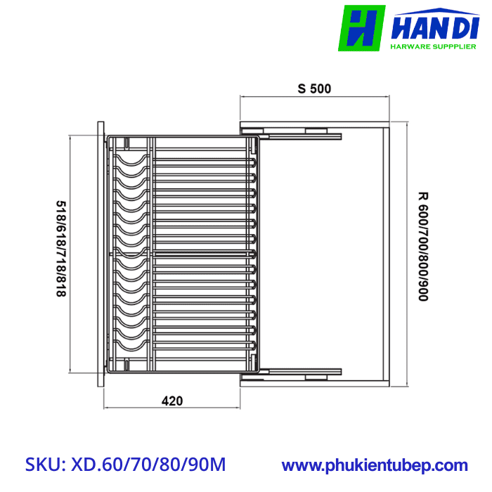 Giá Bát Đĩa Nan Oval GRANDX XD.60M, XD.70M, XD.80M, XD.90M