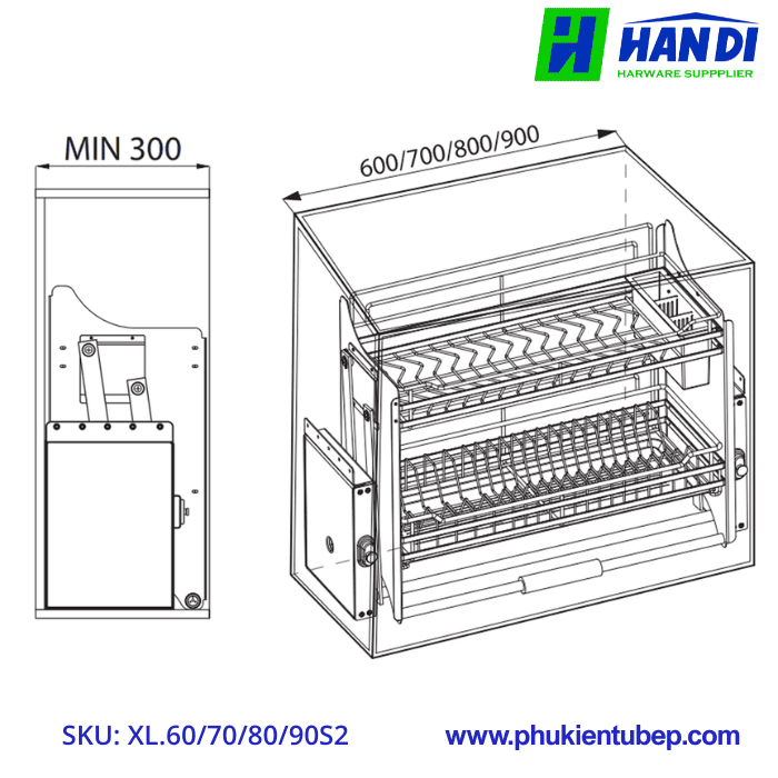 Giá bát nâng hạ nan dẹt GRANDX XL.60/ 70/ 80/ 90S2