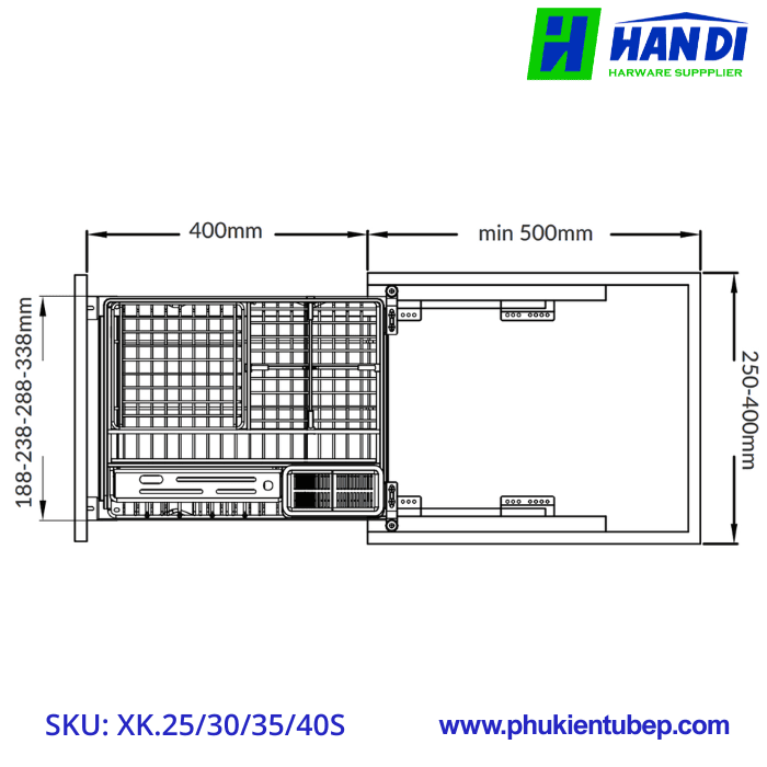 Giá đựng gia vị dao thớt GRANDX XK.25/ 30/ 35/ 40S