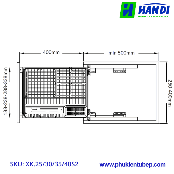 Giá đựng gia vị dao thớt GRANDX XK.25/ 30/ 35/ 40S2