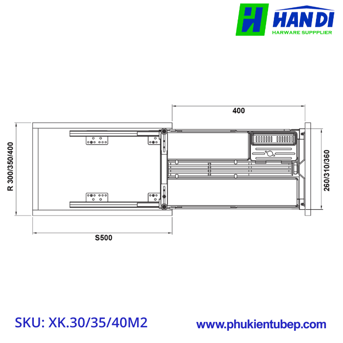 Giá dao thớt gia vị GRANDX XK.30M2, XK.35M2, XK.40M2