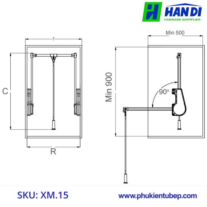 Giá nâng hạ cơ treo quần áo GRANDX XM.15