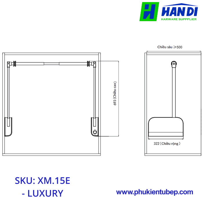Giá nâng hạ điện treo quần áo GRANDX XM.15E-Luxury