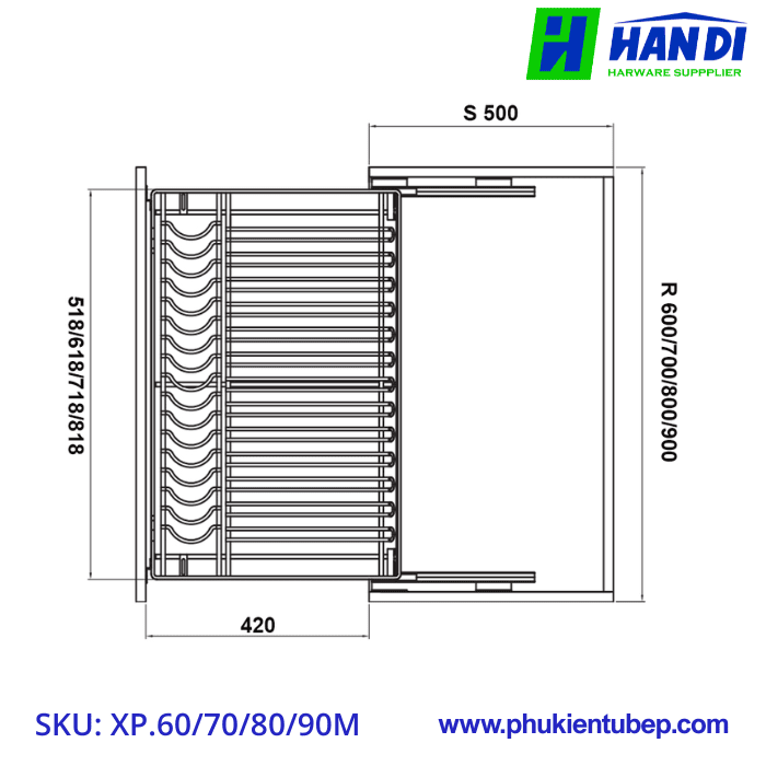 Giá xoong nồi nan Oval GRANDX XP.60M, XP.70M, XP.80M, XP.90M