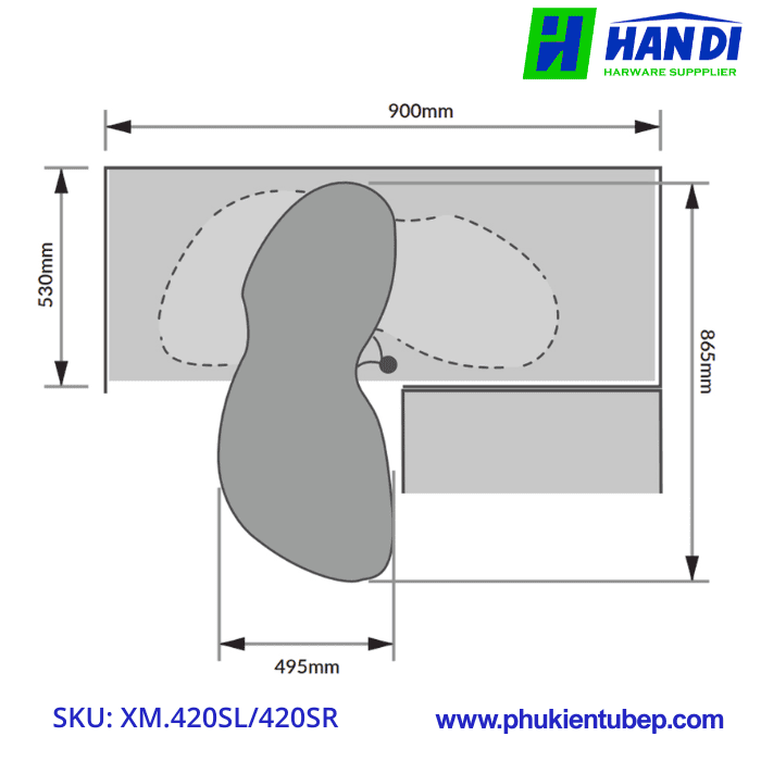 Kệ góc liên hoàn hình lá GRANDX XM.420SL, XM.420SR