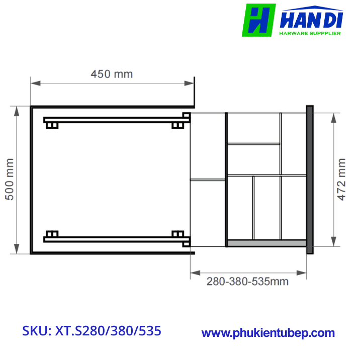 Khay chia thìa nĩa GRANDX XT.S280, XT.S380, XT.S535