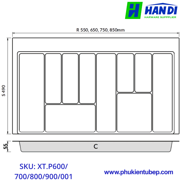 Khay chia thìa nĩa GRANDX XT.P600/ 700/ 800/ 900/ 001