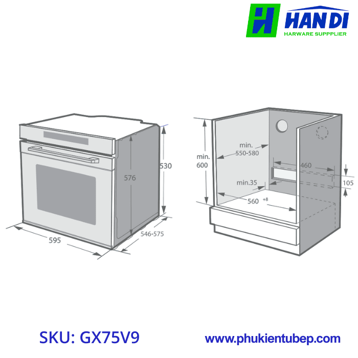 Lò nướng âm tủ GRANDX GX75V9
