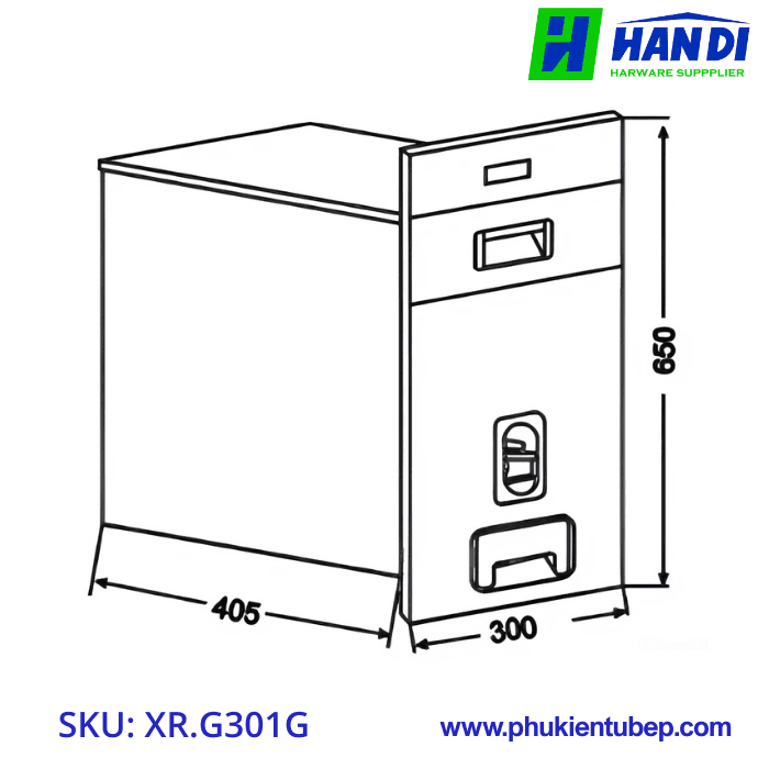 Thùng gạo mặt kính cường lực GRANDX XR.G301G