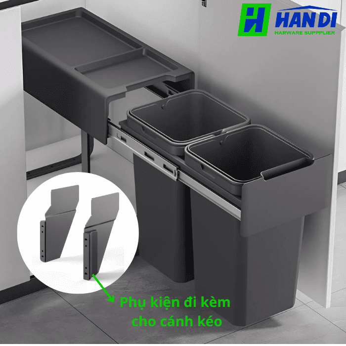 Thùng rác đôi gắn cánh kéo GRANDX XW.D30M, XW.D30MD