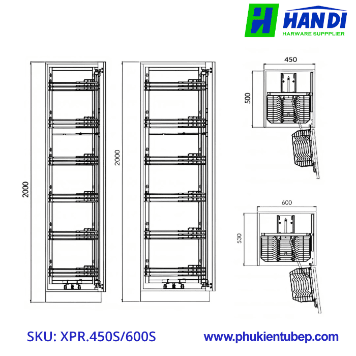 Tủ đồ khô cánh mở GRANDX XPR.450S, XPR.600S