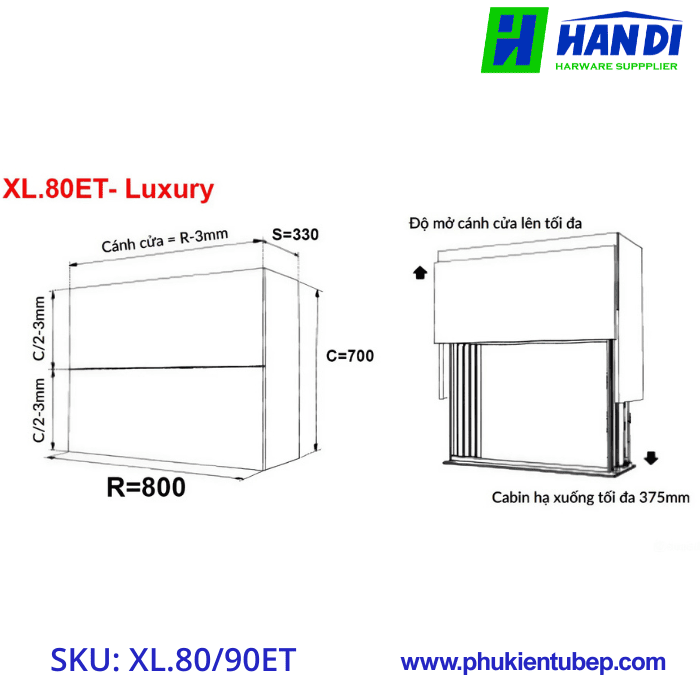 Giá Bát Đĩa Nâng Hạ Điện GRANDX XL.80ET, XL.90ET