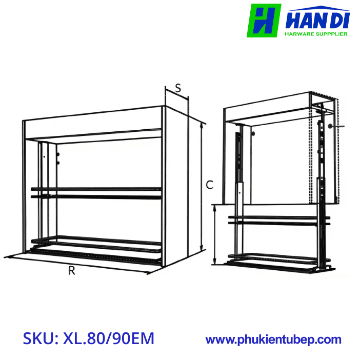 Giá bát đĩa nâng hạ điện GRANDX XL.80EM, XL.90EM
