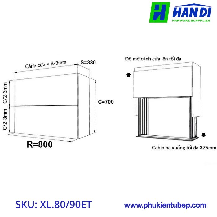 Giá Gia Vị Nâng Hạ Điện GRANDX XL.80ET, XL.90ET