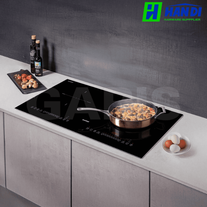 Bếp từ 2 vùng nấu, kính vát 4 cạnh GARIS G1214