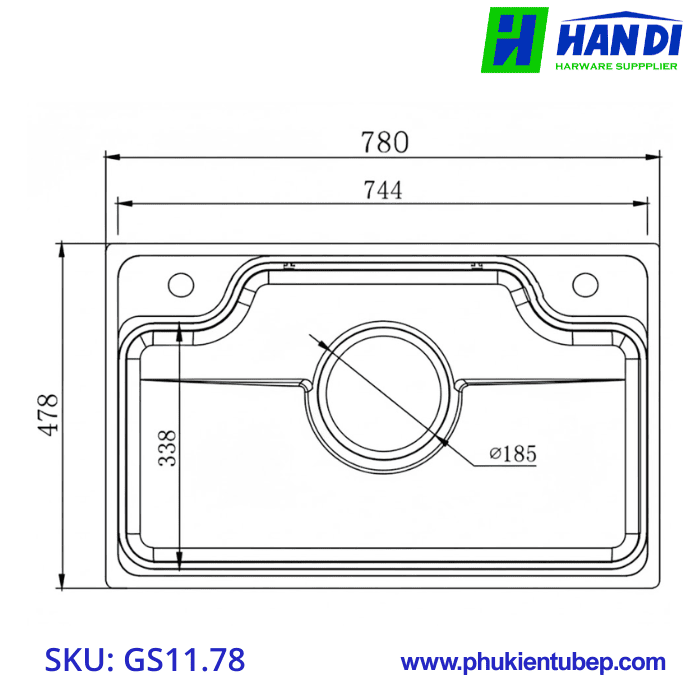 Chậu rửa 1 hố to phủ nano GARIS GS11.78