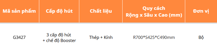 Hút mùi chữ T, điều khiển cảm ứng GARIS G3427