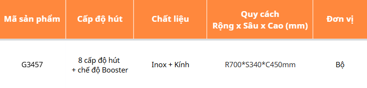 Hút mùi chữ T, điều khiển cảm ứng GARIS G3457