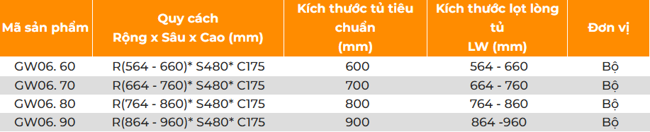 Ngăn kéo vách mây GARIS GW06.60/ 70/ 80/ 90