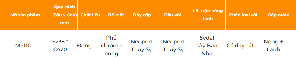 Vòi rửa cao cấp phủ Chrome bóng GARIS MF11C
