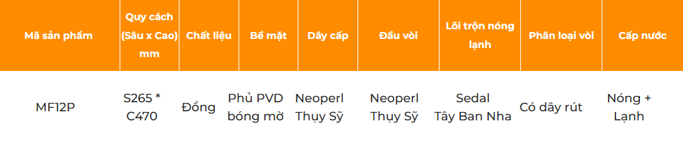 Vòi rửa cao cấp phủ PVD bóng mờ GARIS MF12P