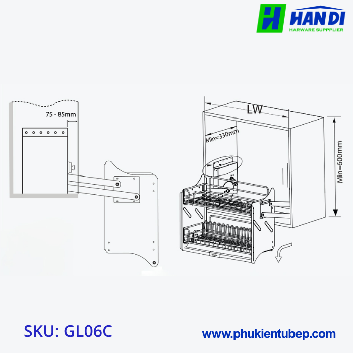 Giá bát đĩa nâng hạ cơ GARIS GL06.60C/ 70C/ 80C/ 90C