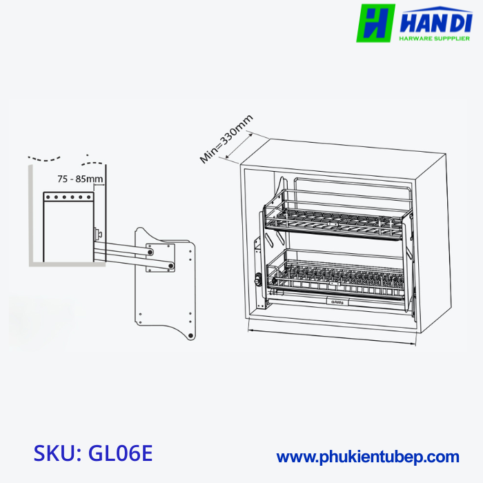Giá bát đĩa nâng hạ cơ, nan dẹt GARIS GL06.60E, GL06.70E, GL06.80E, GL06.90E