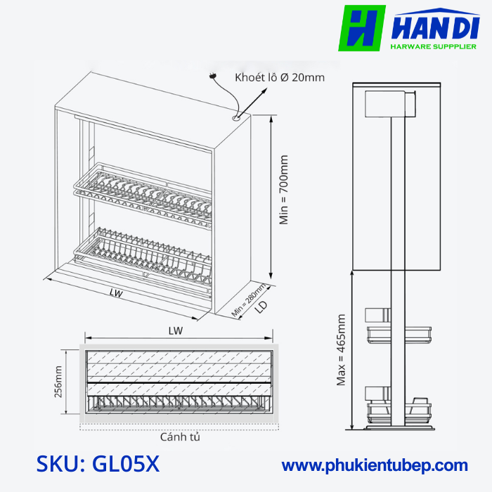 Giá bát đĩa nâng hạ điện GARIS GL05.7X, GL05.8X, GL05.9X, GL05.8X, GL05.9X