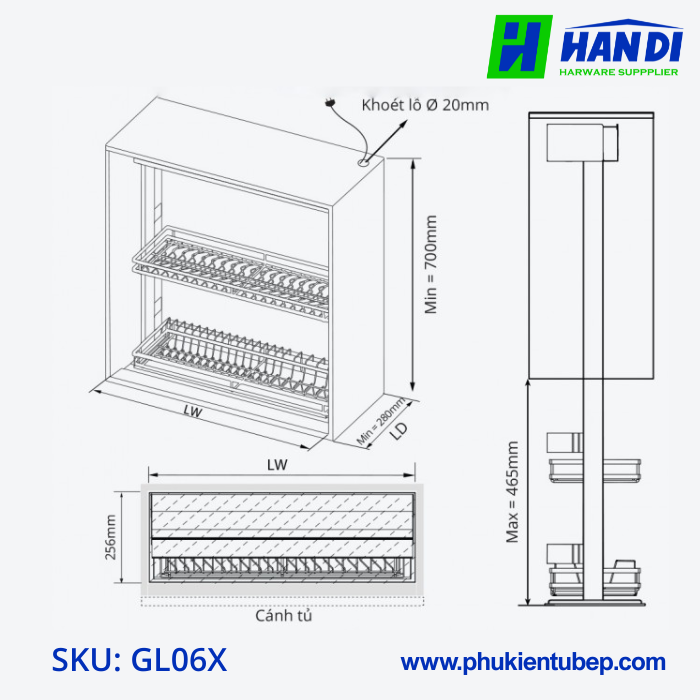 Giá bát đĩa nâng hạ điện GARIS GL06.7XT, GL06.8XT, GL06.9XT