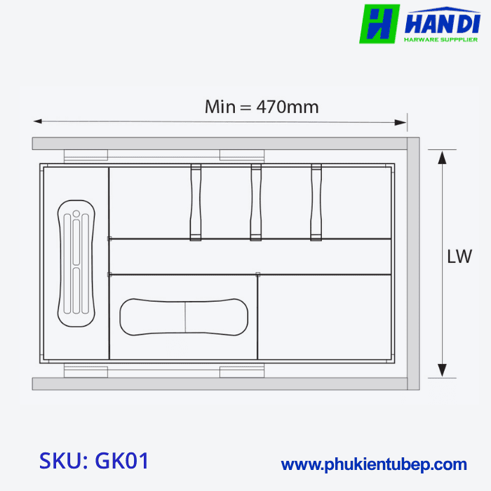 Giá dao thớt, gia vị, chai lọ GARIS GK01.20