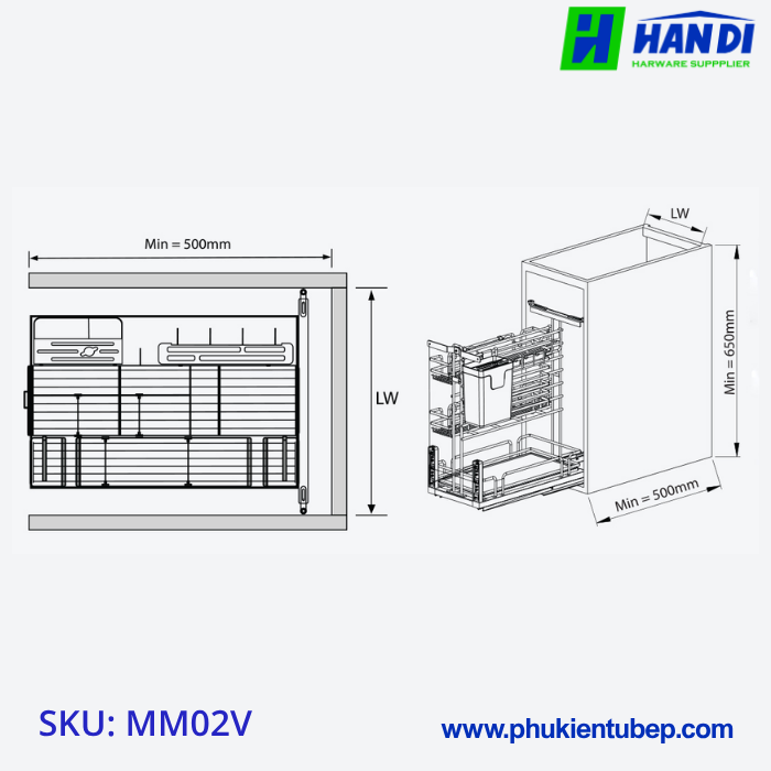Giá đựng dao thớt gia vị GARIS MM02.30V, MM02.35V, MM02.40V