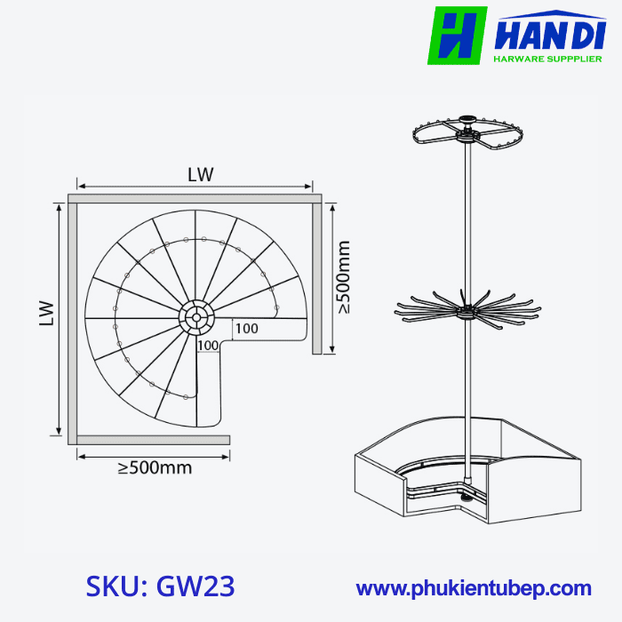 Giá xoay, treo góc tủ quần áo GARIS GW23