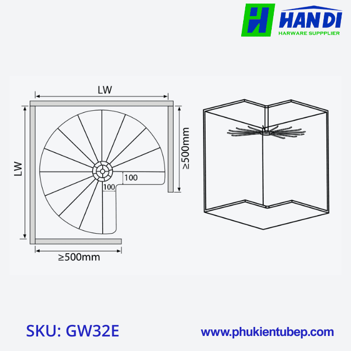Giá Xoay, Treo Trần Góc Tủ Quần Áo GARIS GW32E