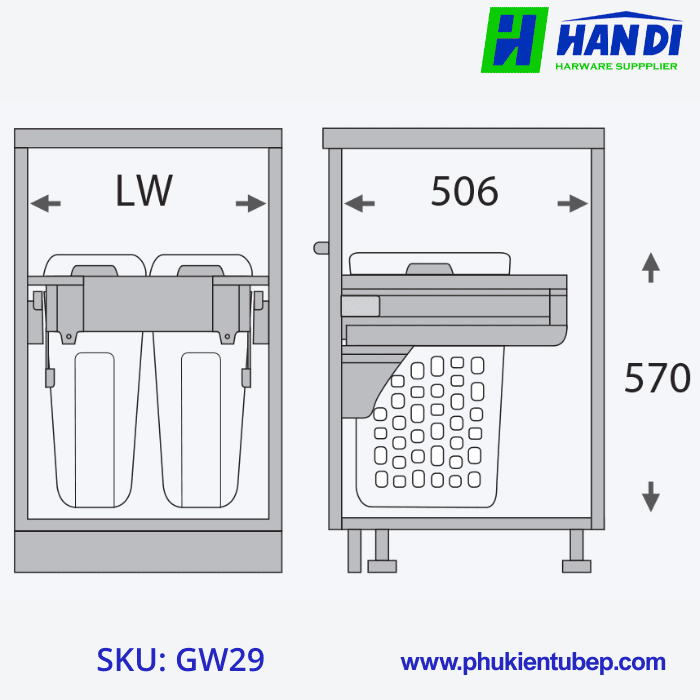Giỏ Để Đồ Giặt Đôi GARIS GW29
